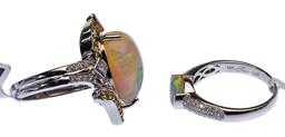 18k White Gold, Opal and Diamond Rings