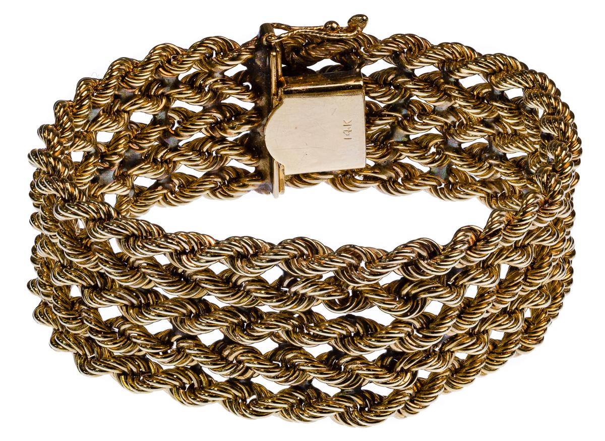 14k Yellow Gold Twisted Rope Bracelet