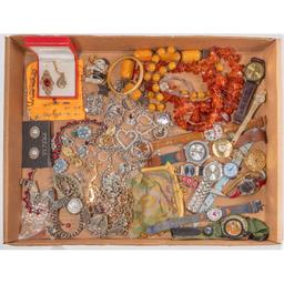 Sterling Silver, Rhinestone and Costume Jewelry and Wristwatch Assortment