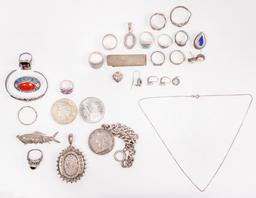 Sterling Silver, Rhinestone and Costume Jewelry and Wristwatch Assortment