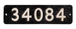 SR Cast Iron Smokebox Numberplate 34084 ex West Country Class 4-6-2