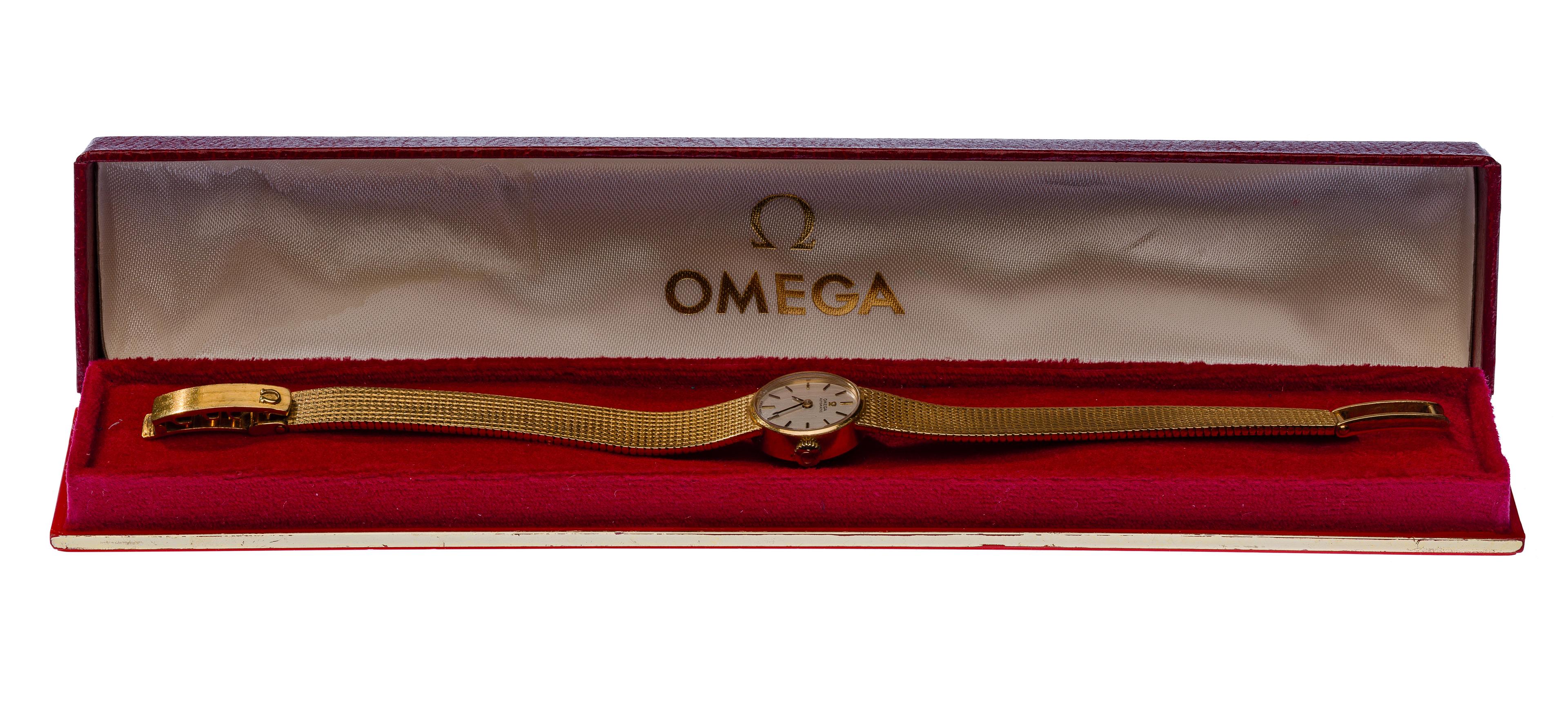 Omega 18k Yellow Gold Case and Band Wristwatch