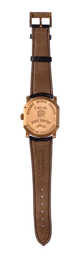 Pierre Kunz 18k Rose Gold Case and Buckle Challenger Classic Retrograde Wristwatch