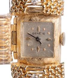 Geneve 14k Yellow Gold and Diamond Case and Band Surprise Wristwatch