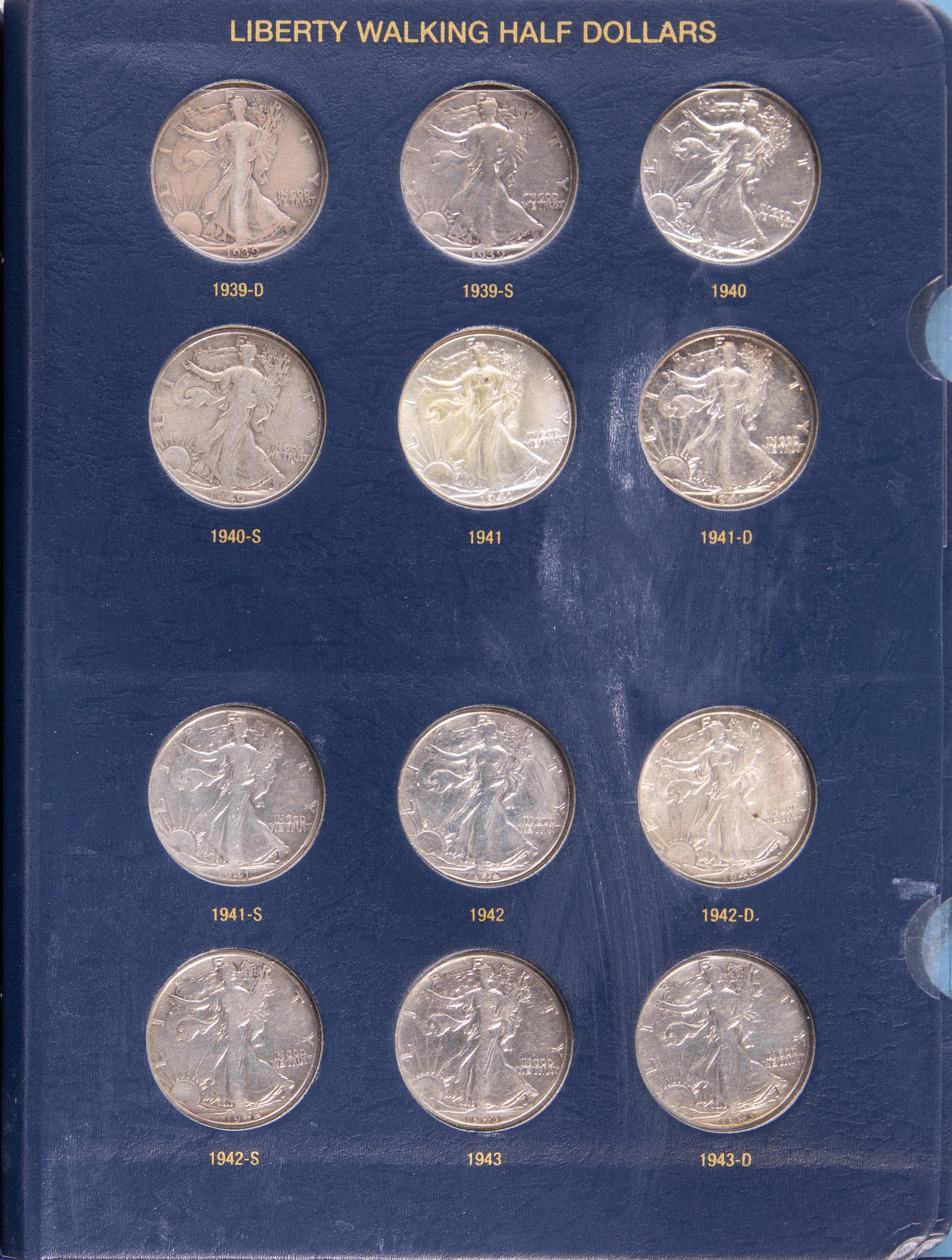 Liberty Walking Half Dollars 1916 to 1947 Near Complete Set