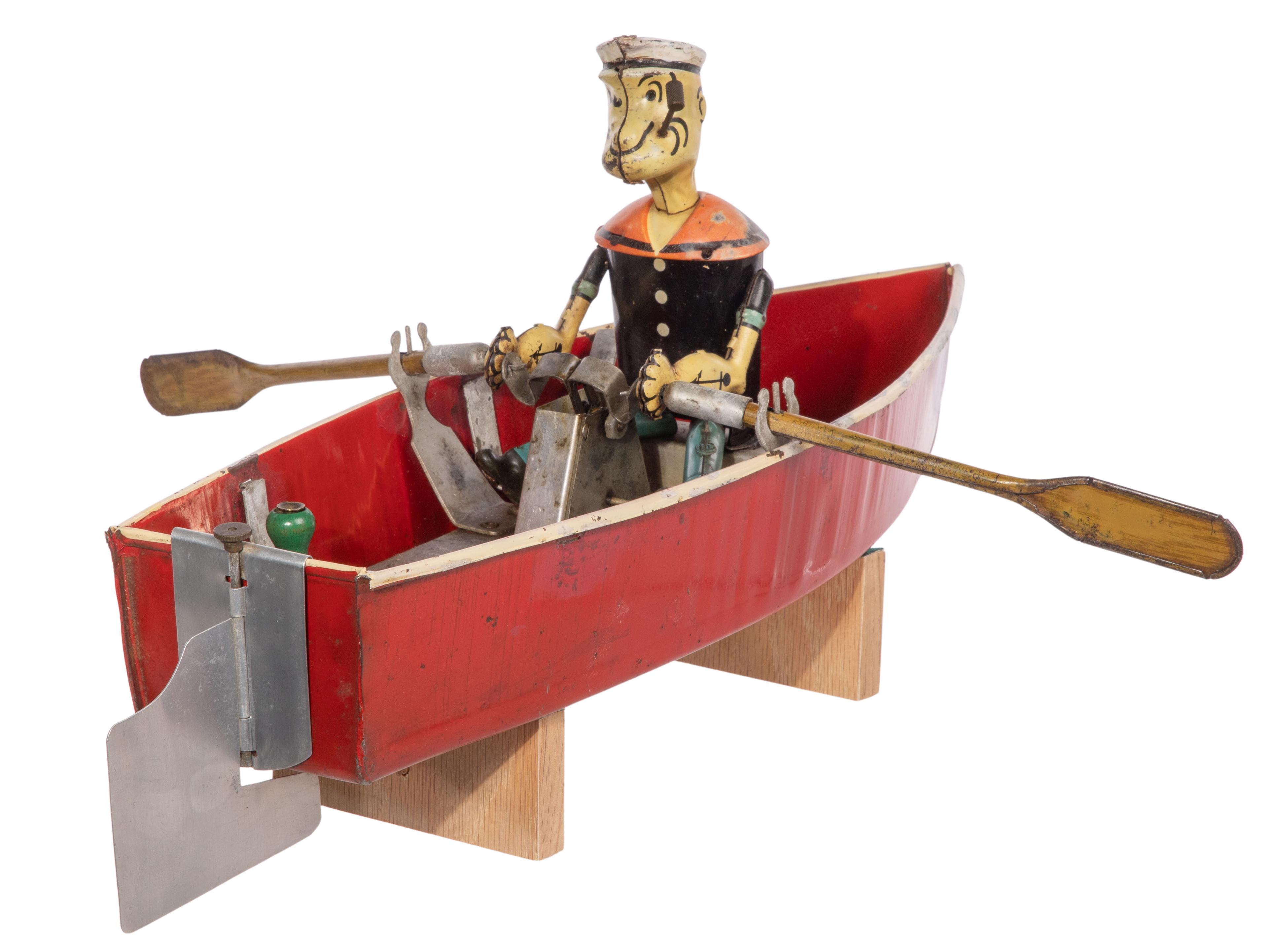 Hoge Popeye the Sailor in Rowboat Windup Toy