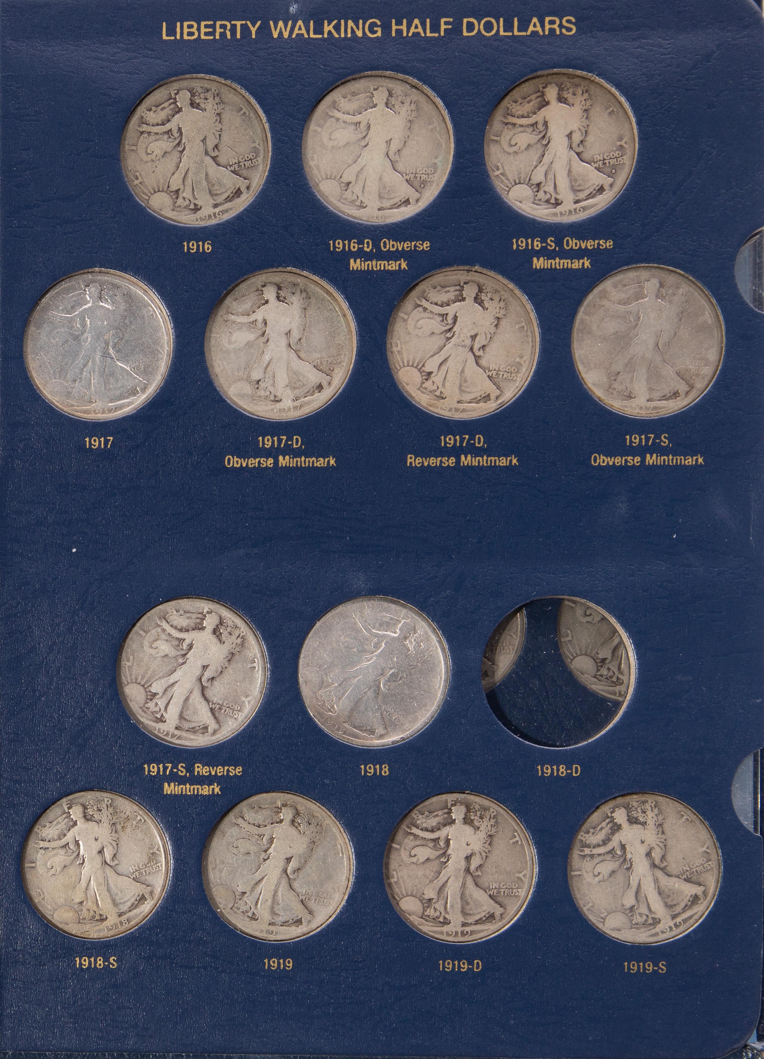 Liberty Walking Half Dollars 1916 to 1947 Near Complete Set