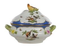 Herend Rothschild Bird Blue Lidded Tureen