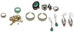 Gold, Sterling Silver and Costume Jewelry Assortment