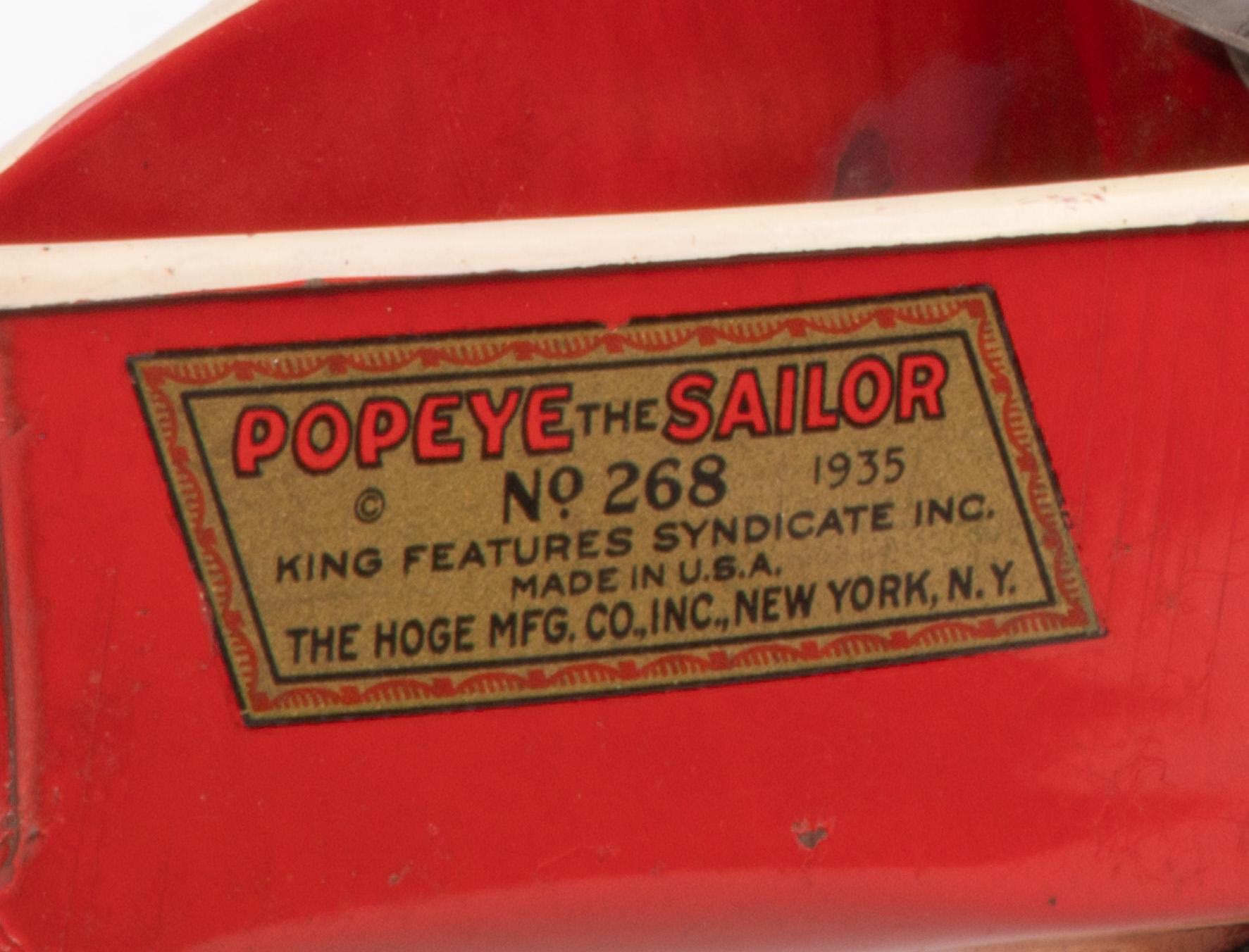 Hoge Popeye the Sailor in Rowboat Windup Toy