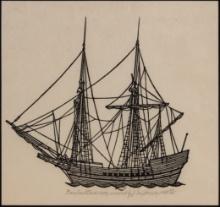 Jacques Hnizdovsky (Ukrainian / American, 1915-1985) 'Maryland Dove 1634' Woodcut