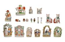 Porcelain Etuis and Staffordshire Style Ceramic Assortment
