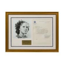 Shirley Temple Black Signed Letter