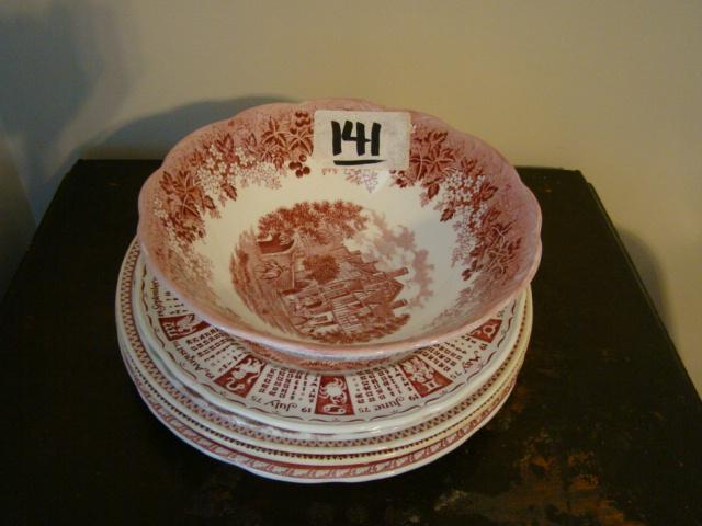 Red Transferware China