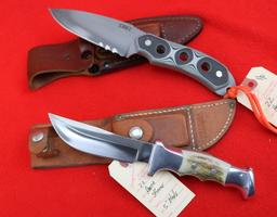 (2) Fixed Blade Knives CRKT Hoodwork And Ruana Skinner