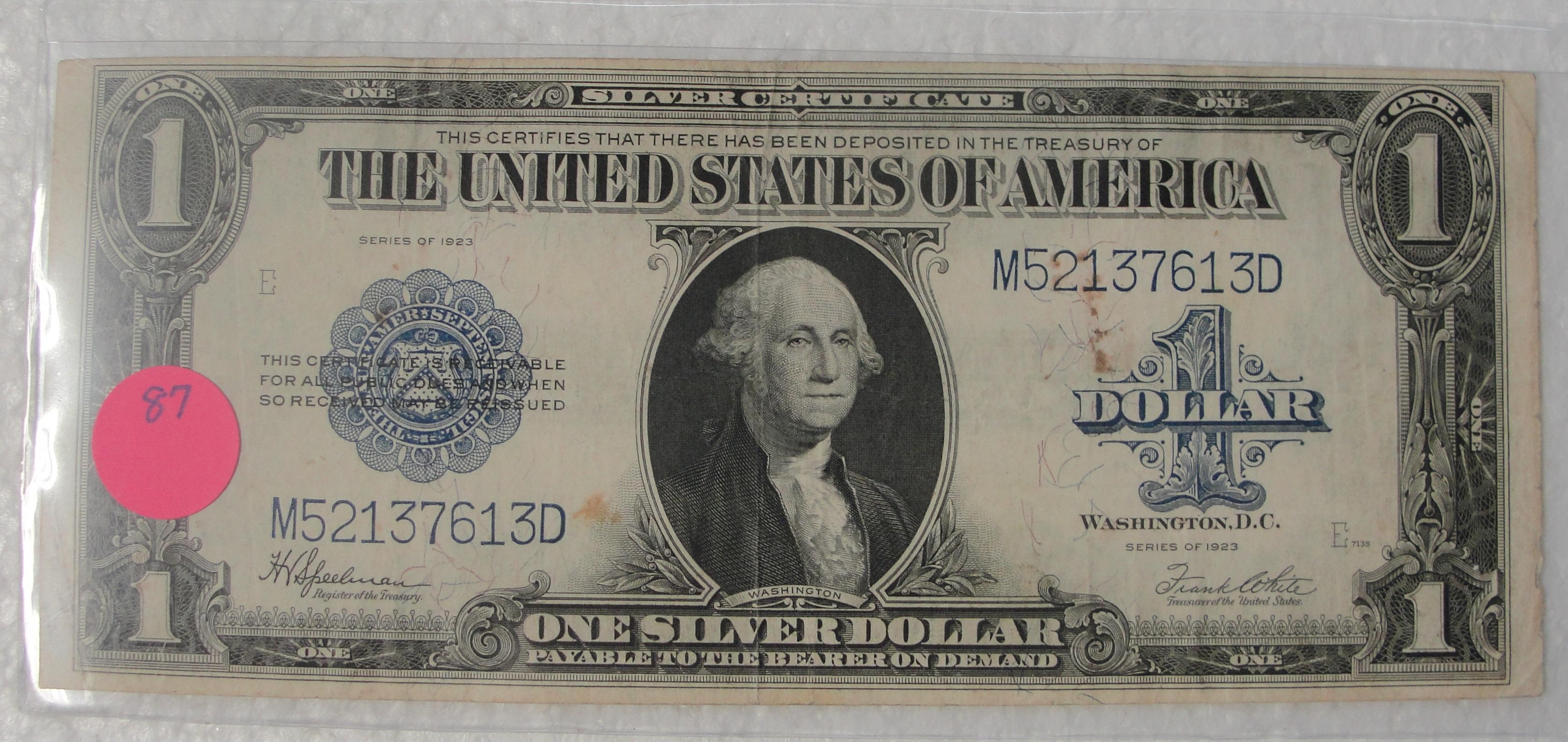 1923 ONE DOLLAR LARGE NOTE SILVER CERTIFICATE