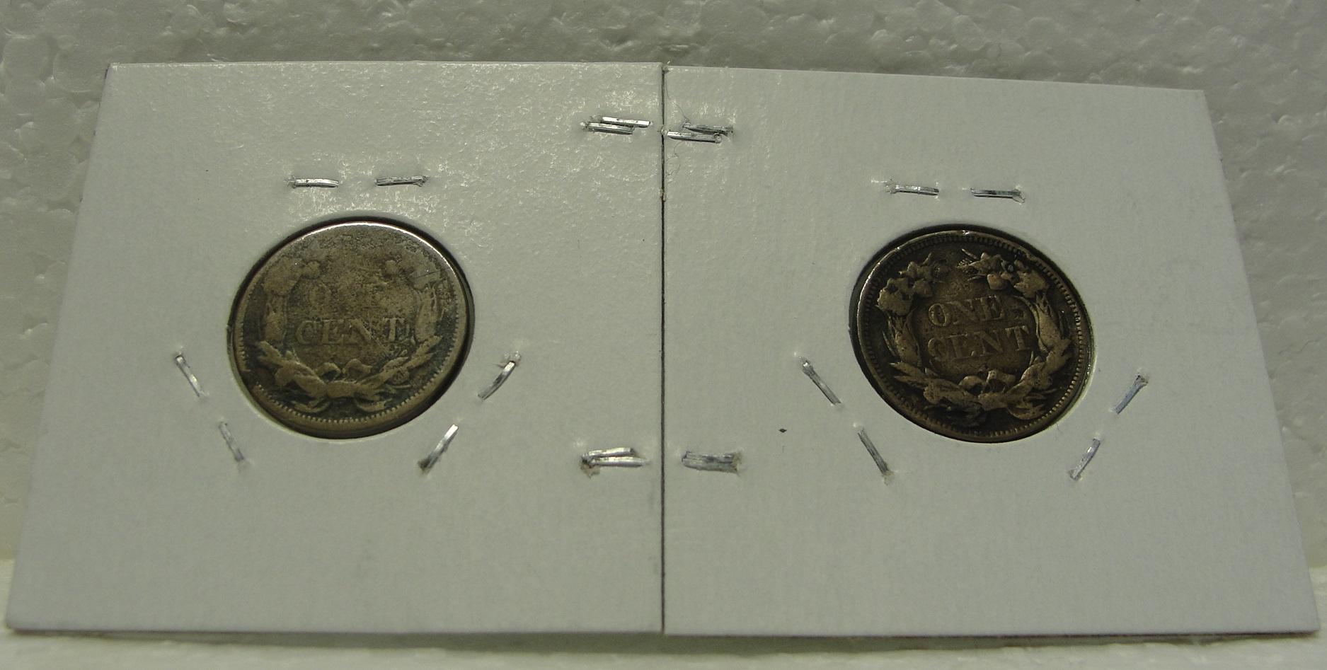 1858 SMALL LETTERS, 1858 LARGE LETTERS FLYING EAGLE CENTS - 2 TIMES MONEY