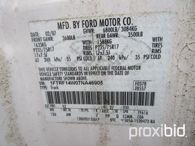 2007 Ford F150 XL 4X4 Ext. Cab Pickup,