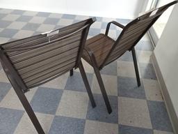 (2) ALUMINUM FRAME PATIO CHAIRS, MESH FABRIC, LIKE NEW