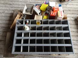 BOLT BIN W/ CONTENTS, ASSORTED FILTERS