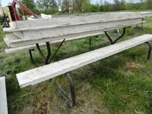 8' PICNIC TABLE, (2) WOOD TABLES, POLY TABLE