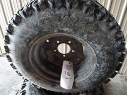 SET OF 4 LOW USE KUBOTA UTV. TAKE OFF MTD. TIRES, 350 MAG OFF ROAD 25X10”00-12NHS OTR TIRES MTD. ON