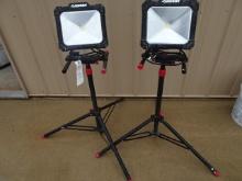 (2) HUSKY 110V. LED TRI-POD SHOP LIGHTS, MODEL K40069, 2017YR