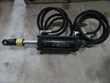 NICE ROCKFORD HYD. CYL. W/ HOSES, PIONEER FITTINGS