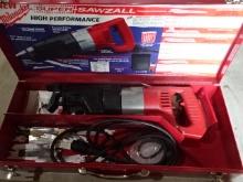 H.D MILWAUKEE SUPER SAWZALL IN METAL CASE, LOW USE
