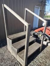 WOOD SET OF STEPS FOR SHANTY, 28” WIDE X 3 STEPS W/ HANDRAIL