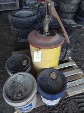 (3) NEW & PARTIAL USED PAILS OF ENGINE & GEAR OILS