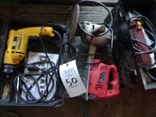 (4) CORDED POWER TOOLS TO INCLUDE: DEWALT 3/8" DRILL,  JIG SAW, 4 1/2" GRINDER, BUFFER