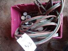 (2) HARRIS & VICTOR TORCH REGULATOR SETS W/ 2 CUT HEADS AND 50" HOSE