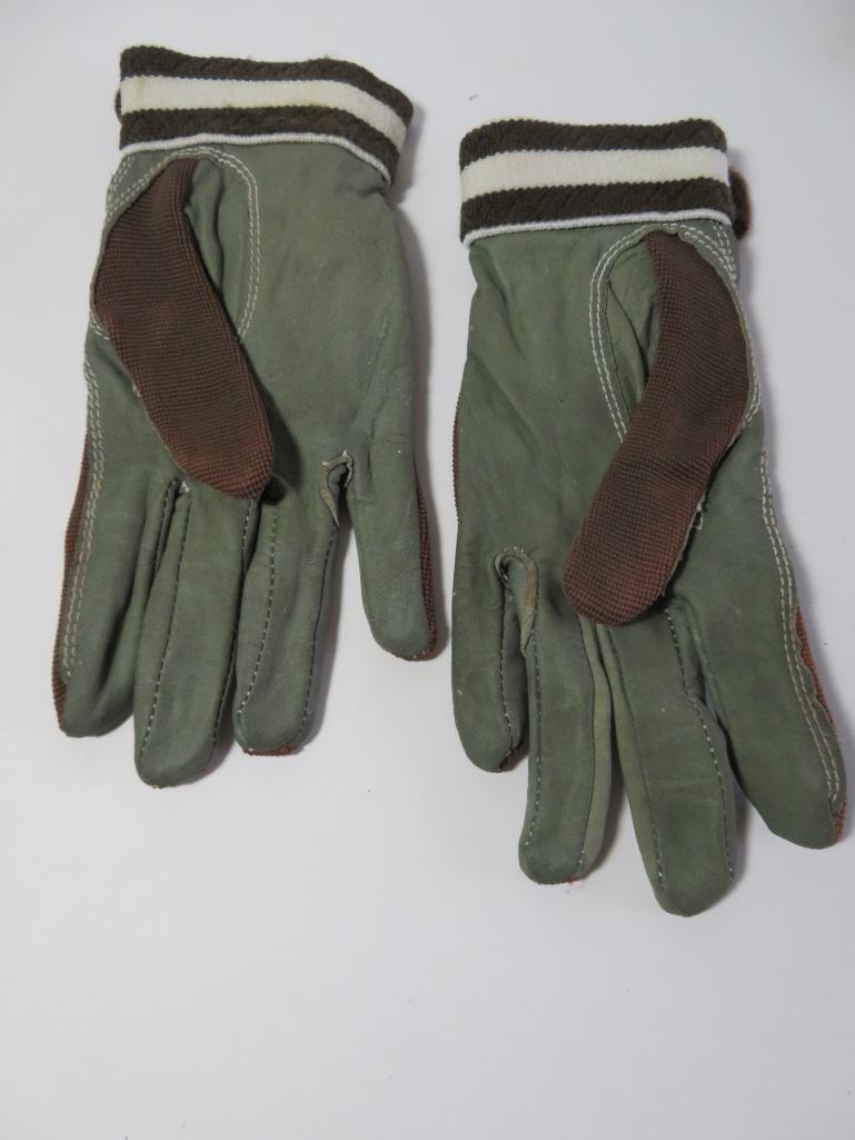 Riding boots, gloves and crop