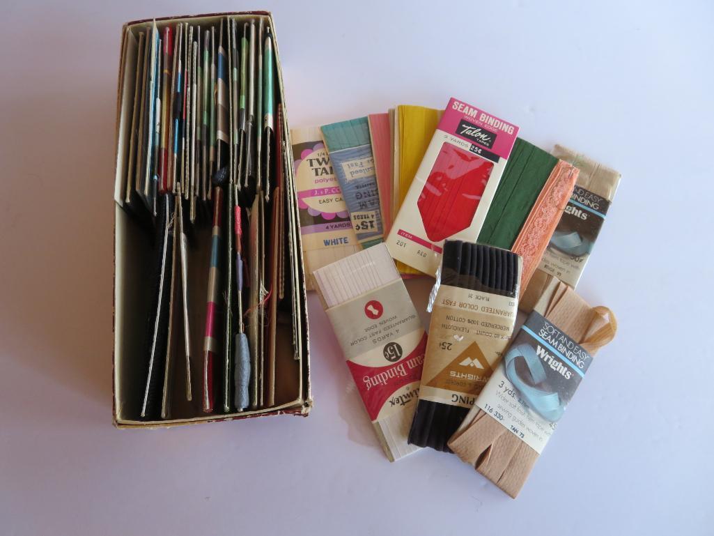 Large sewing lot of trims, binding fasteners, elastic, see images