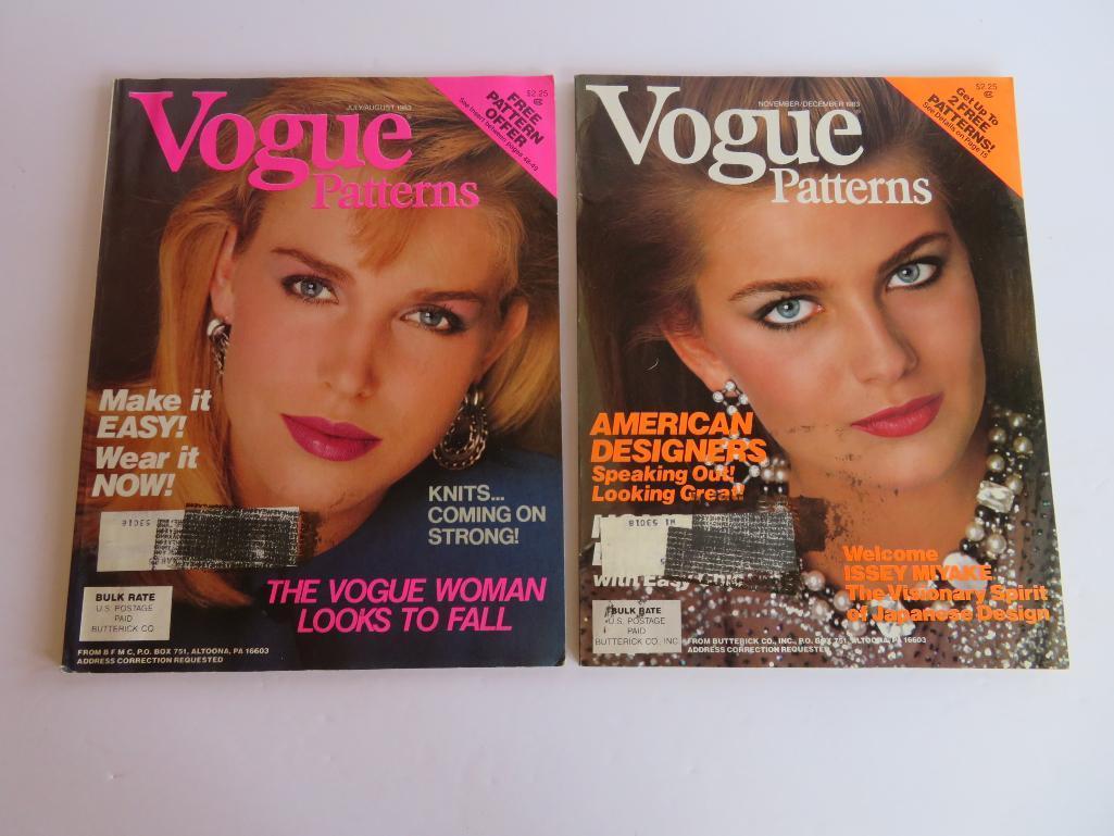 Vogue patterns and interesting Vogue pattern fashion books with material samples
