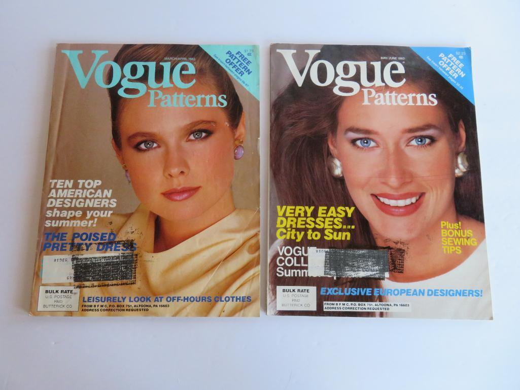 Vogue patterns and interesting Vogue pattern fashion books with material samples