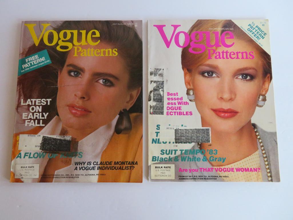 Vogue patterns and interesting Vogue pattern fashion books with material samples