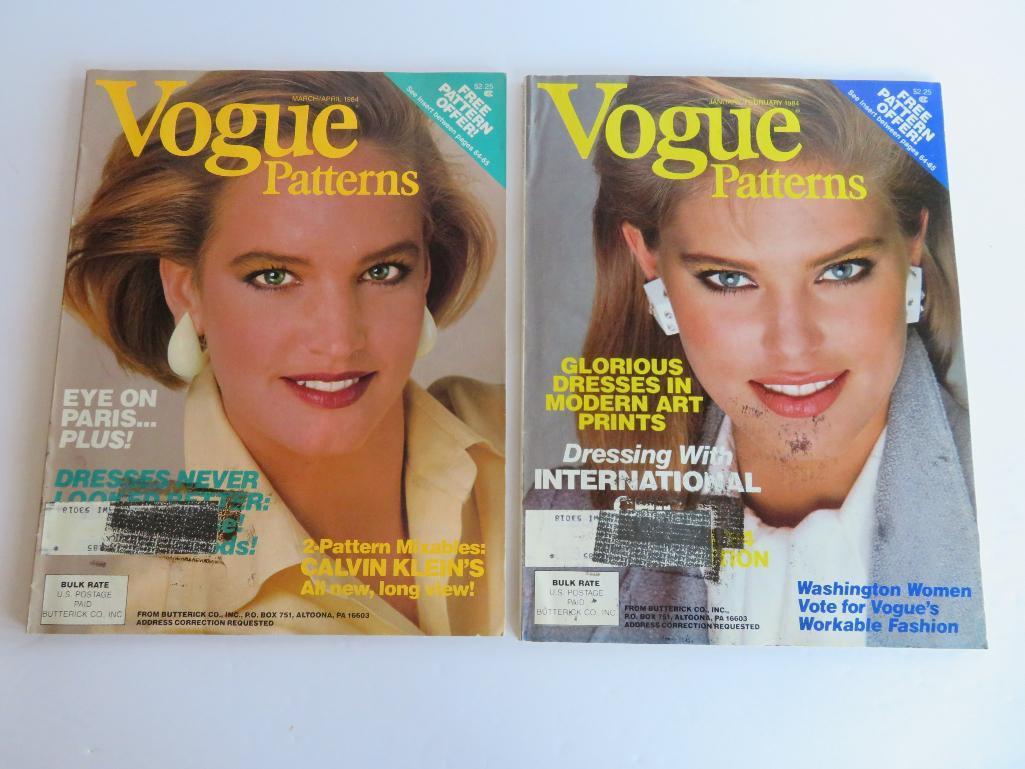 Vogue patterns and interesting Vogue pattern fashion books with material samples