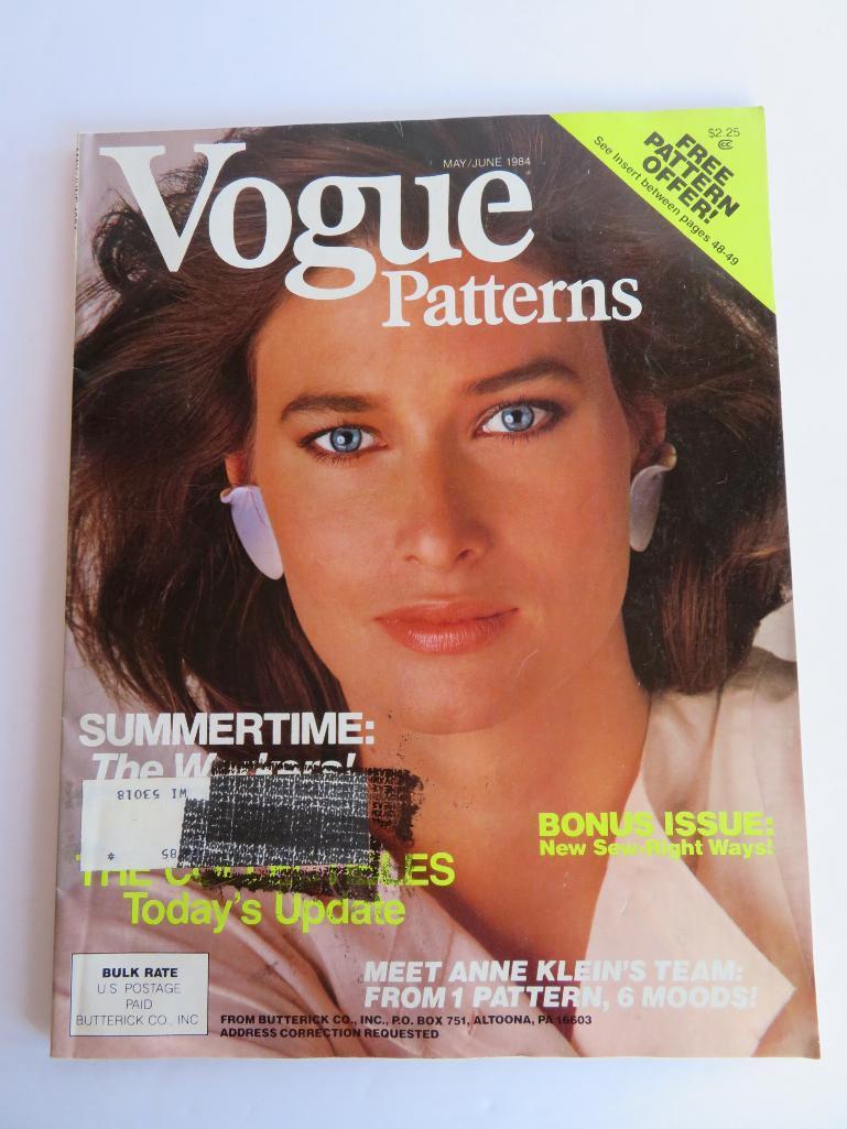 Vogue patterns and interesting Vogue pattern fashion books with material samples