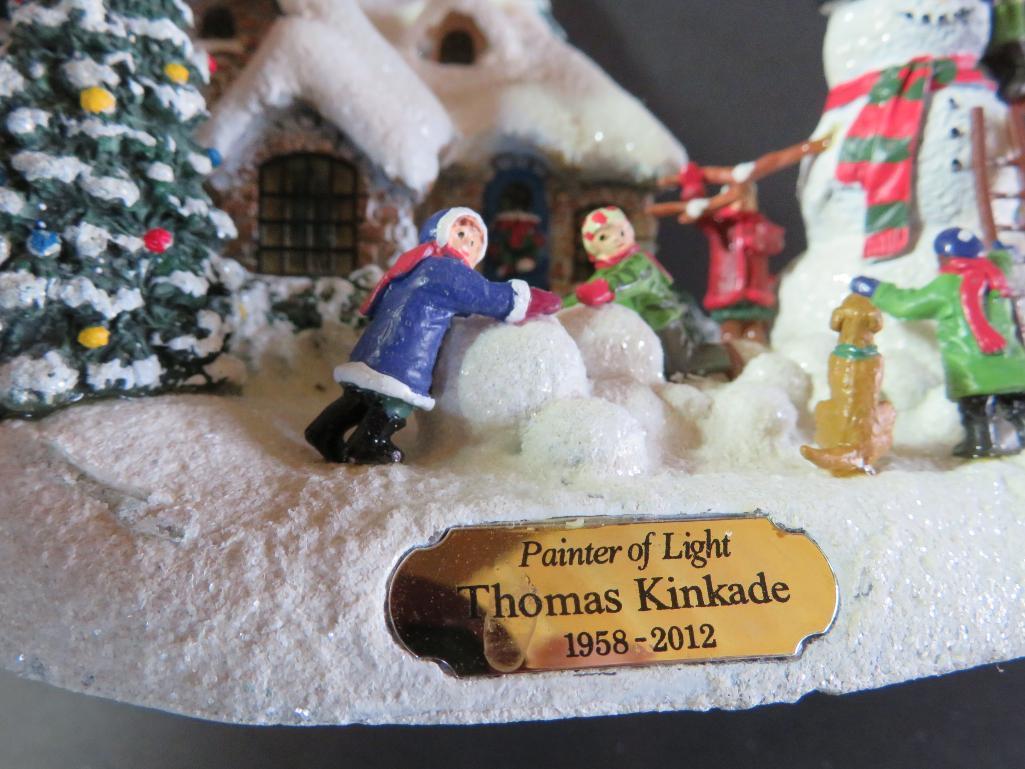 Three Thomas Kincade light up figures, battery operated