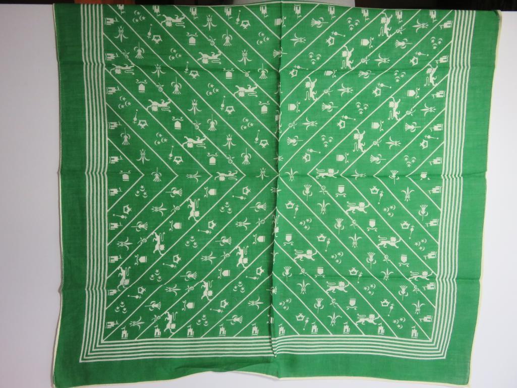 Assorted colored and patterned scarves, cotton and poly, rayon/silk