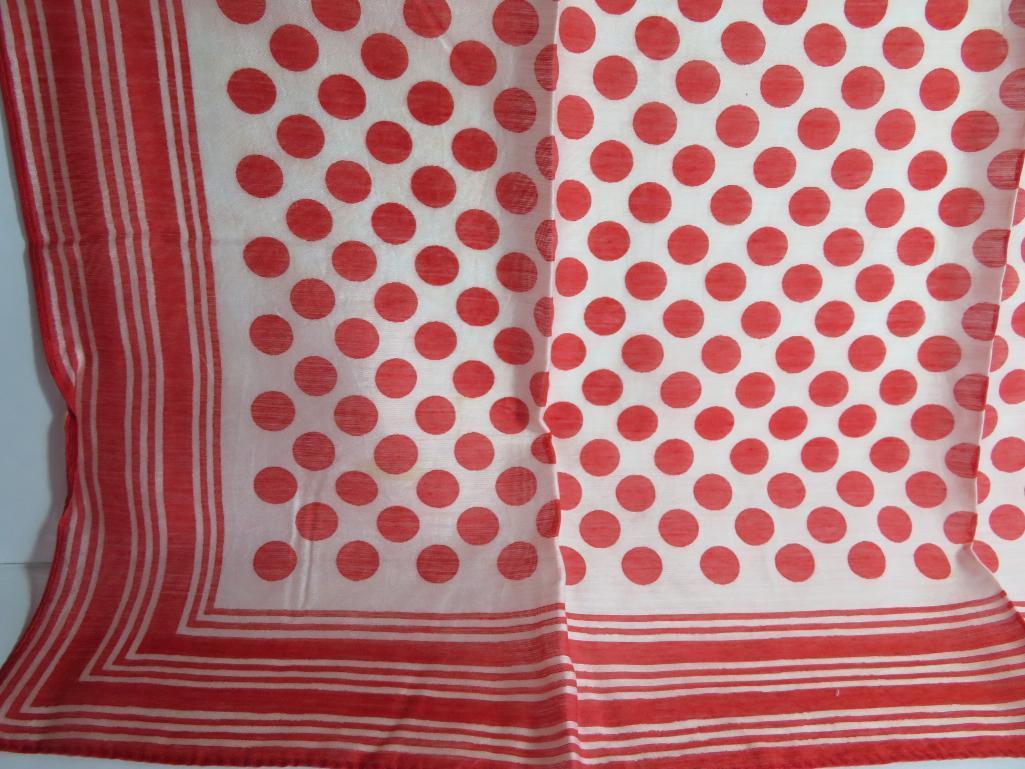 Assorted colored and patterned scarves, cotton and poly, rayon/silk