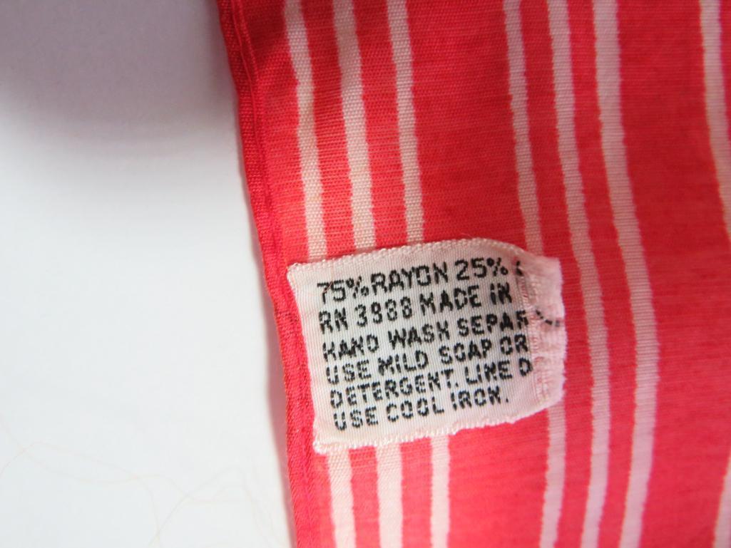 Assorted colored and patterned scarves, cotton and poly, rayon/silk