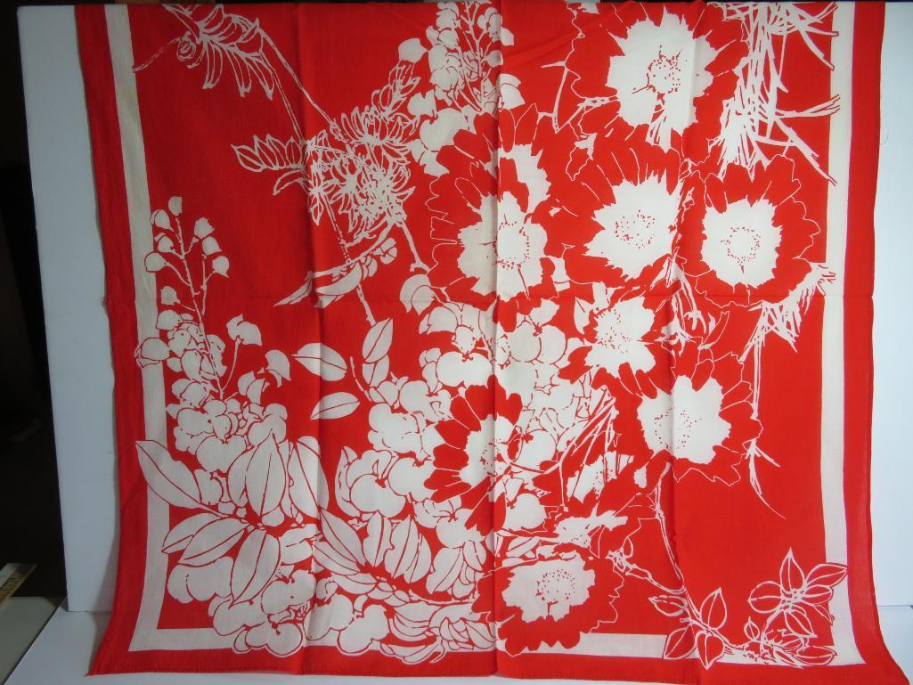 Assorted colored and patterned scarves, cotton and poly, rayon/silk