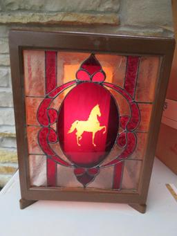 Lovely stainglass horse lamp, 13", working