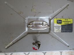 Three metal file boxes and fire safe