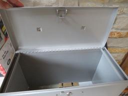 Three metal file boxes and fire safe
