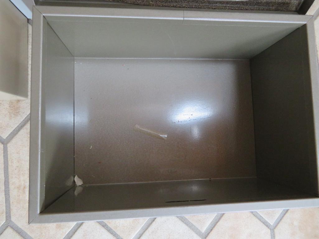 Three metal file boxes and fire safe