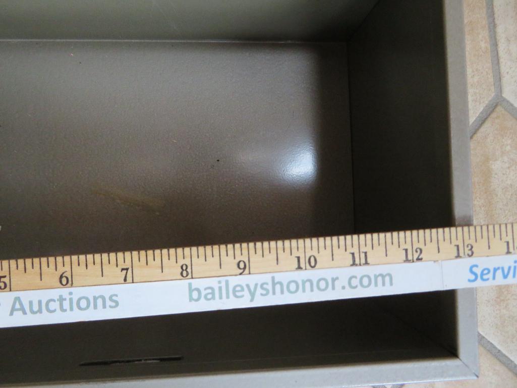 Three metal file boxes and fire safe